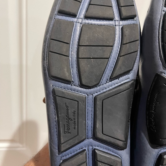 Rare Salvatore Ferragamo Driving Shoes Blue/Tan Sz 10.5 D - Picture 16 of 16